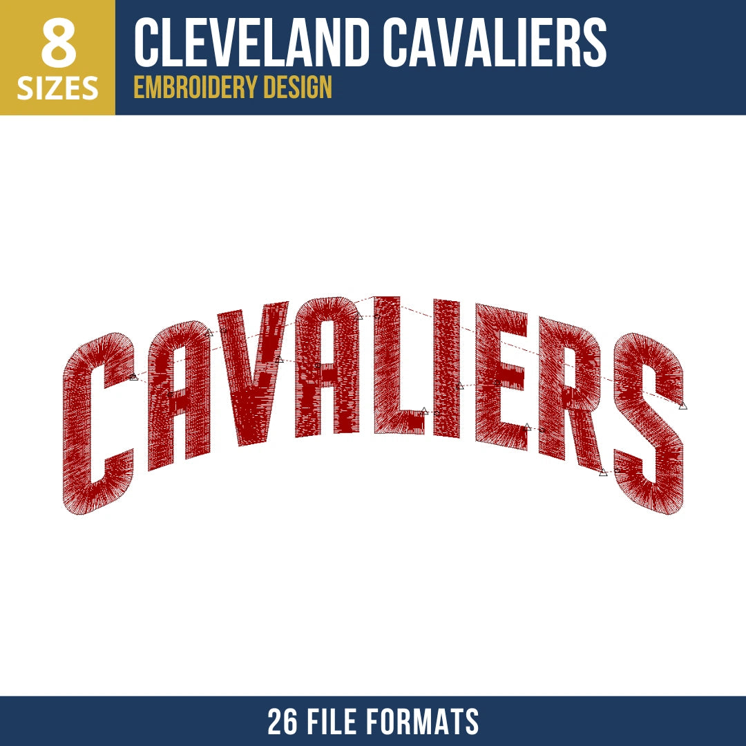 Cleveland Cavaliers Arched Cavaliers Wordmark Embroidery Design