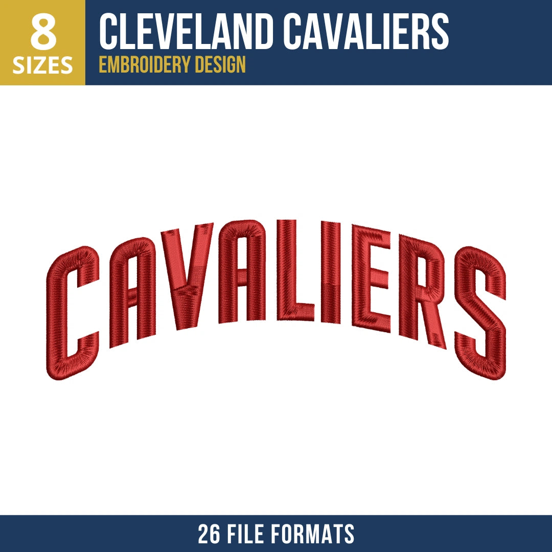 Cleveland Cavaliers Arched Cavaliers Wordmark Embroidery Design