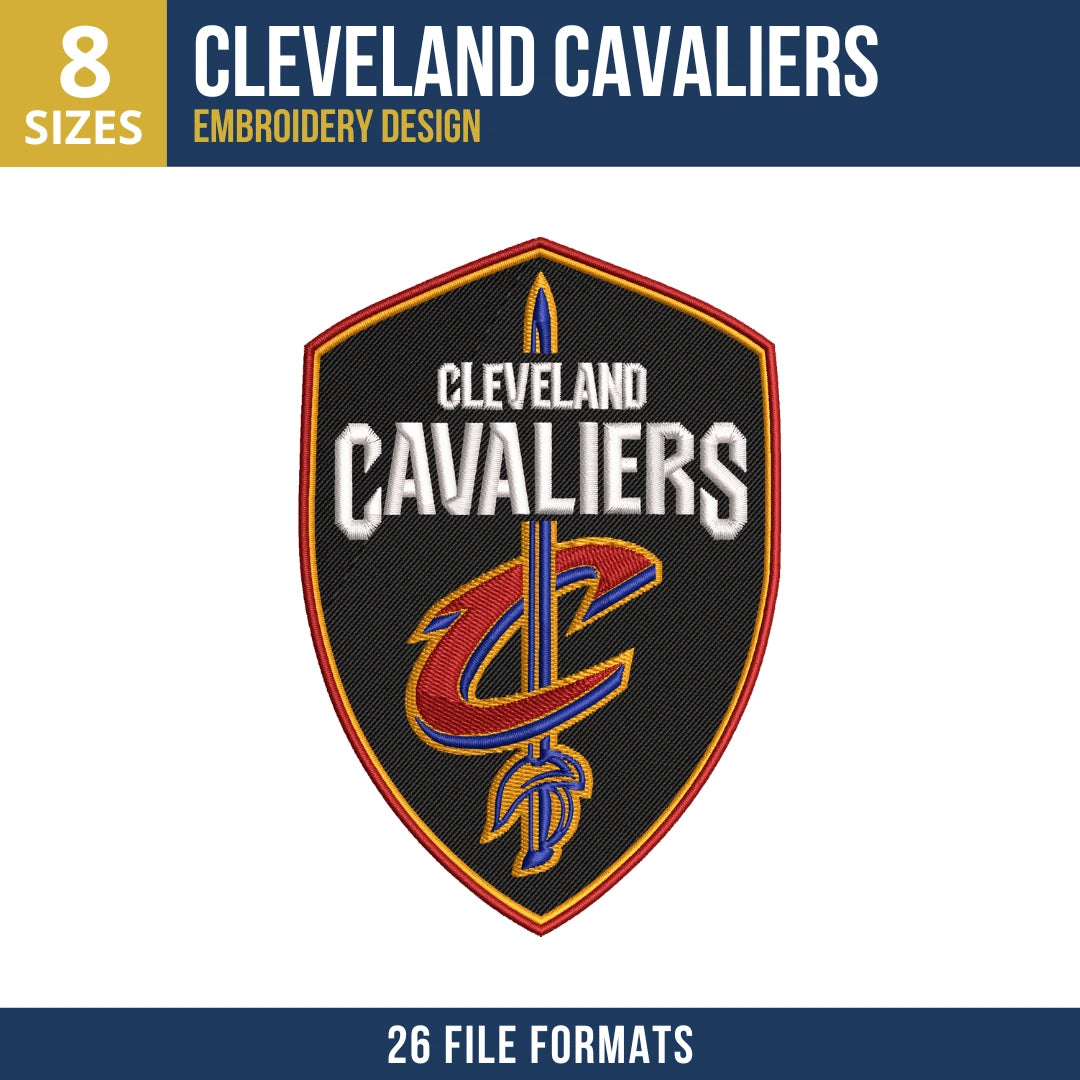 Cleveland Cavaliers Sword Shield Badge Embroidery Design