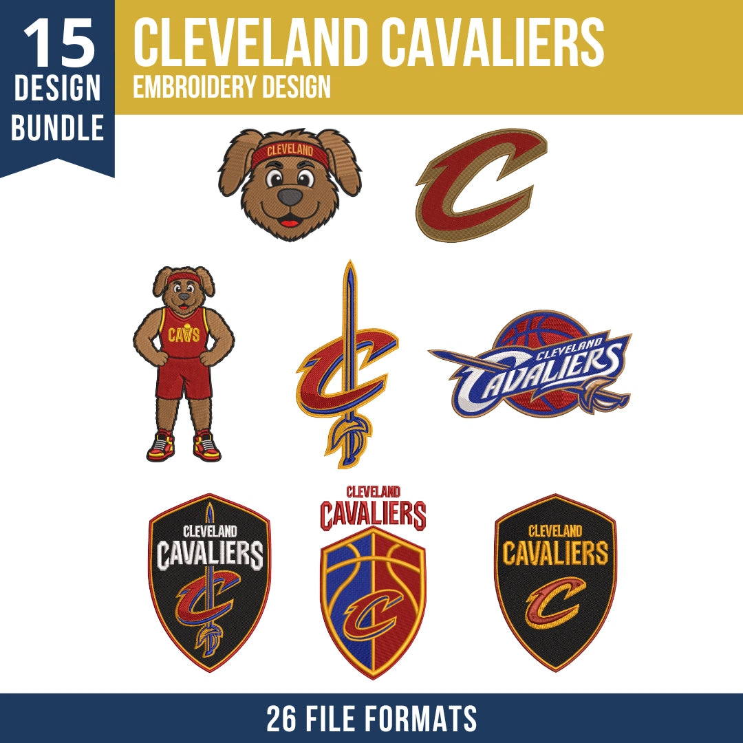 Cleveland Cavaliers Embroidery Design Bundle | 15 Designs