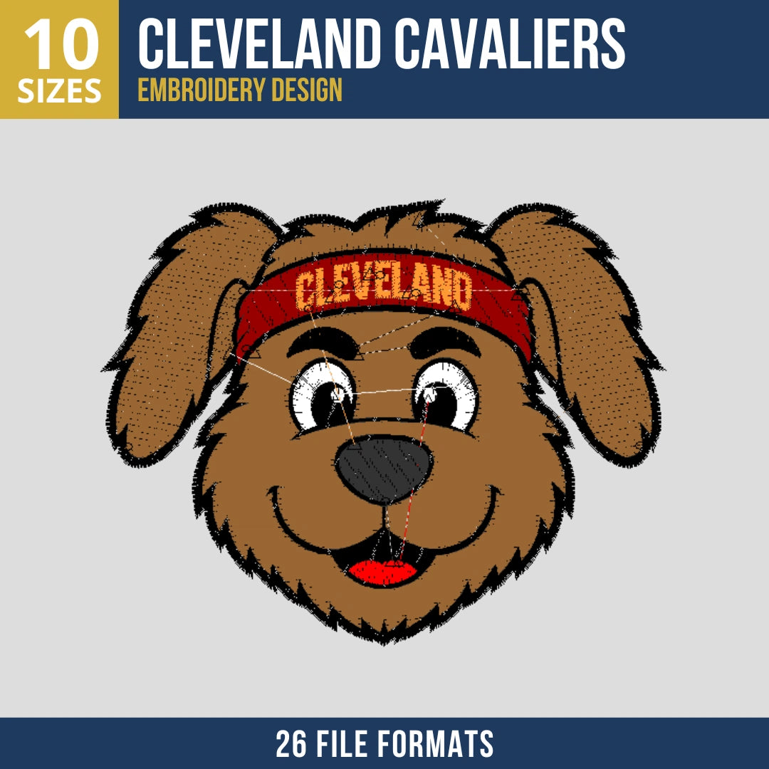 Cleveland Cavaliers Mascot Moondog Head Embroidery Design