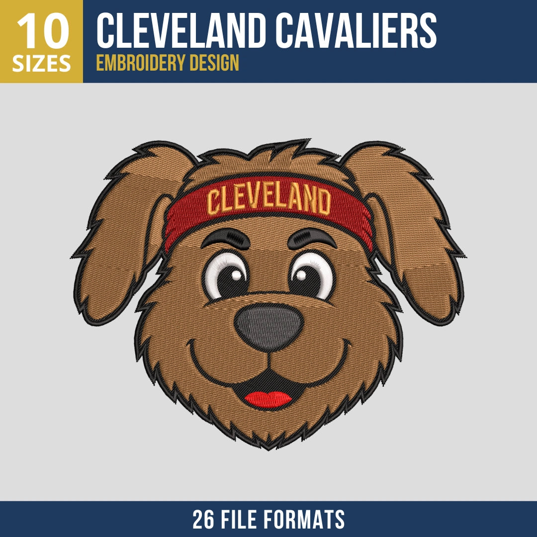 Cleveland Cavaliers Mascot Moondog Head Embroidery Design