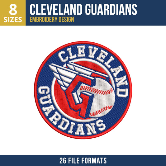 Cleveland Guardians Winged G Seal Embroidery Design