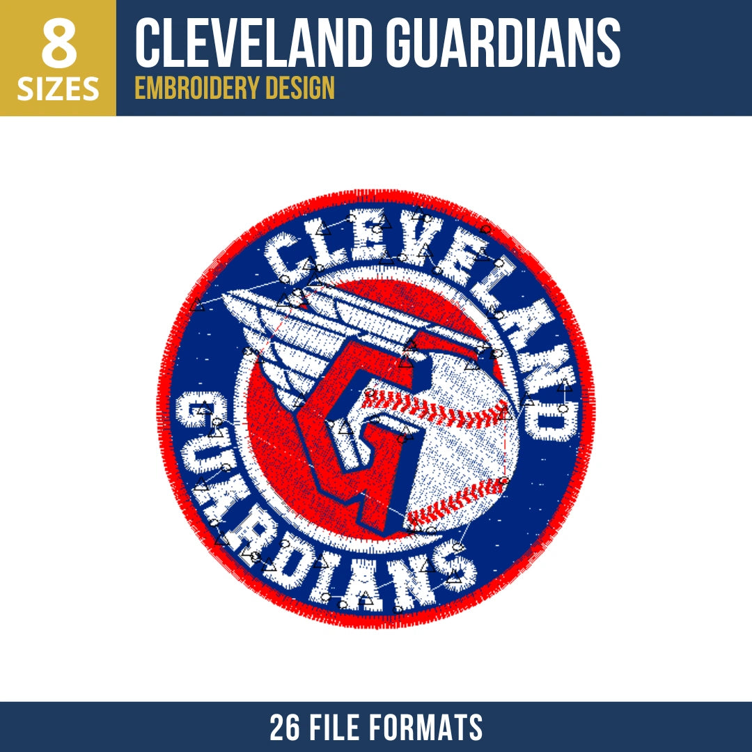 Cleveland Guardians Winged G Seal Embroidery Design