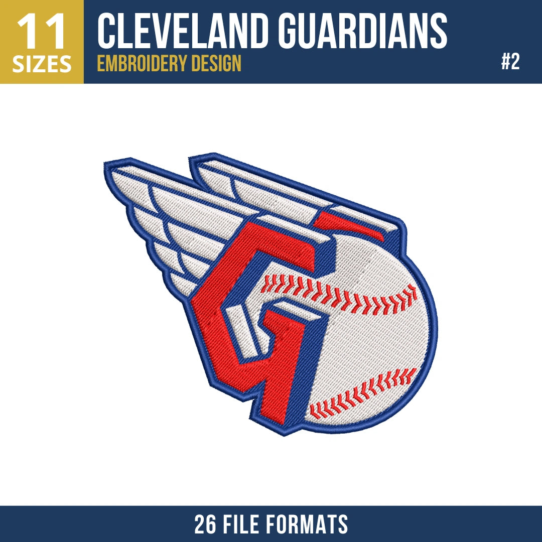 Cleveland Guardians Embroidery Design Bundle | 8 MLB Designs