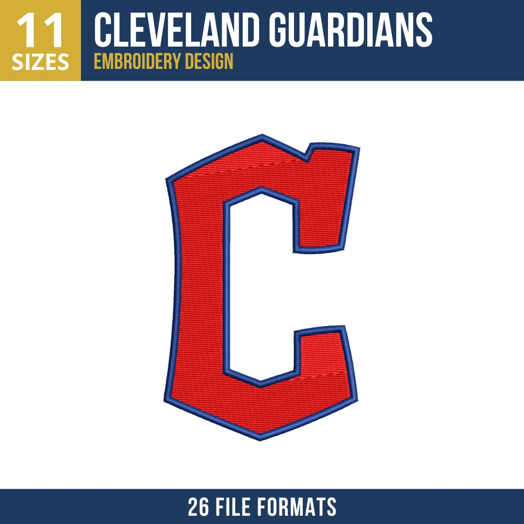 Cleveland Guardians C Logo Embroidery Design
