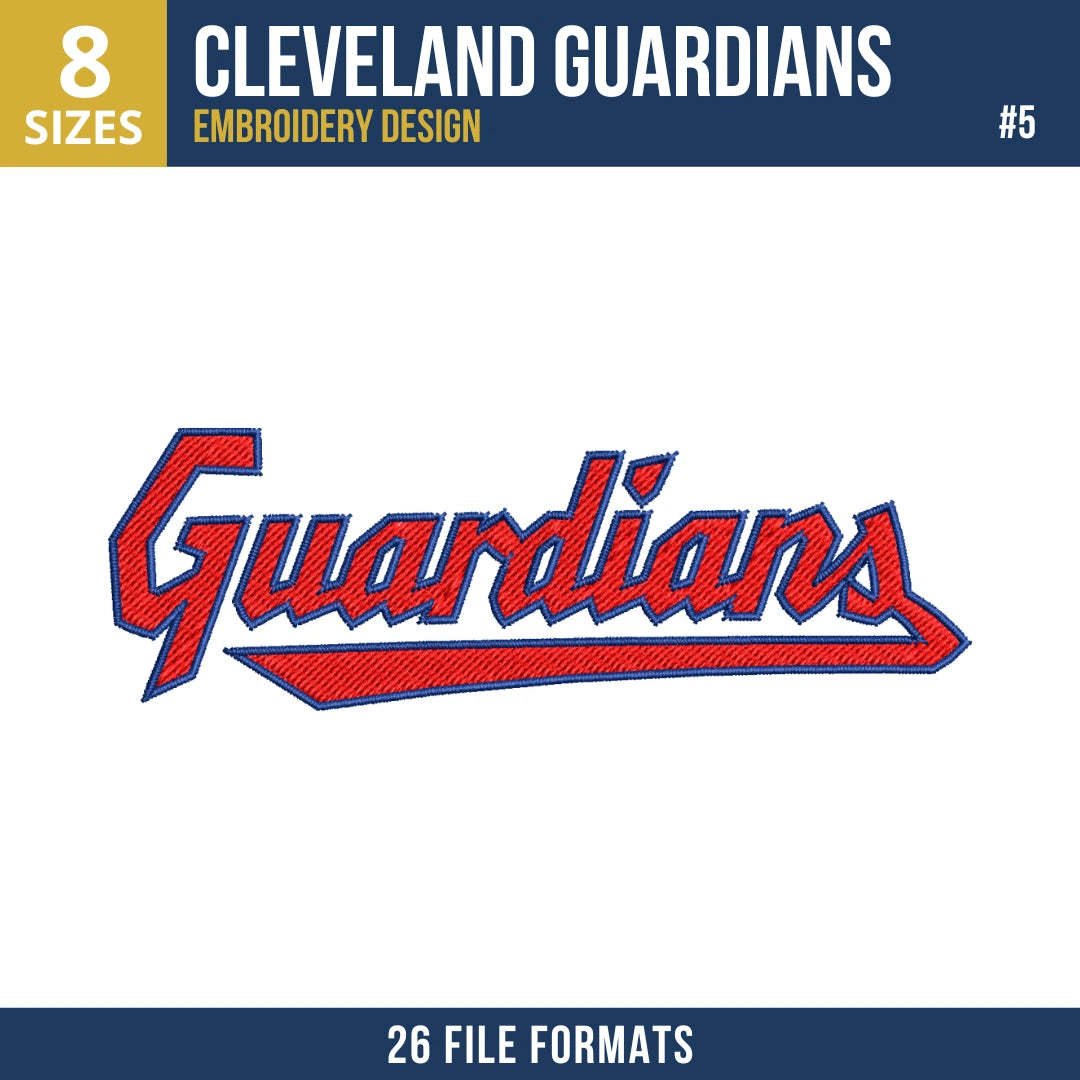 Cleveland Guardians Embroidery Design Bundle | 8 MLB Designs