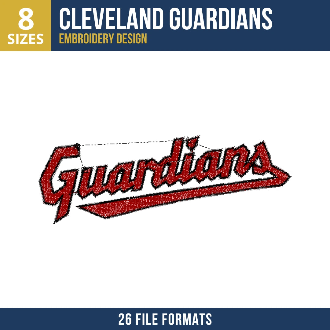 Cleveland Guardians Italic Wordmark Embroidery Design