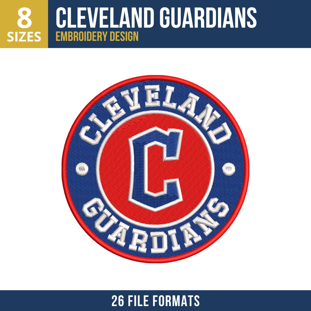 Cleveland Guardians Circular Seal Embroidery Design