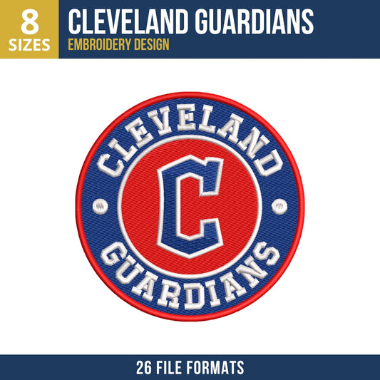 Cleveland Guardians Circular Seal Embroidery Design