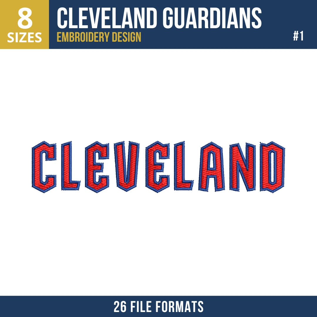 Cleveland Guardians Embroidery Design Bundle | 8 MLB Designs