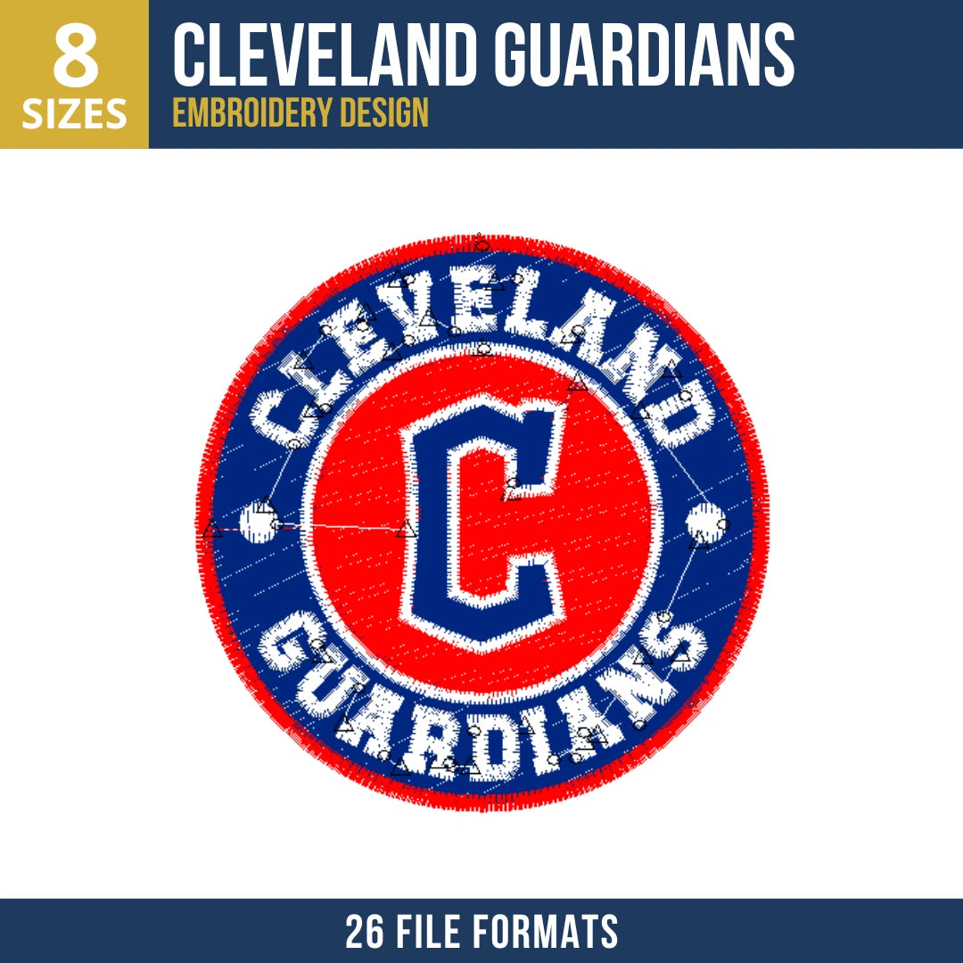 Cleveland Guardians Circular Seal Embroidery Design