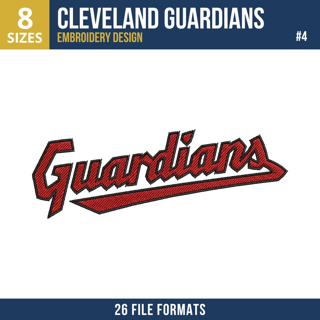 Cleveland Guardians Embroidery Design Bundle | 8 MLB Designs