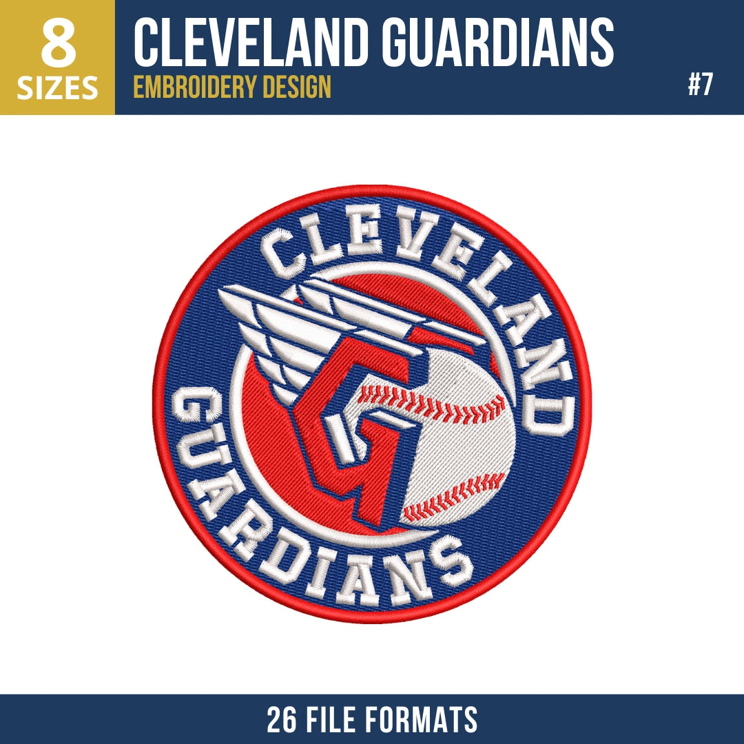 Cleveland Guardians Embroidery Design Bundle | 8 MLB Designs
