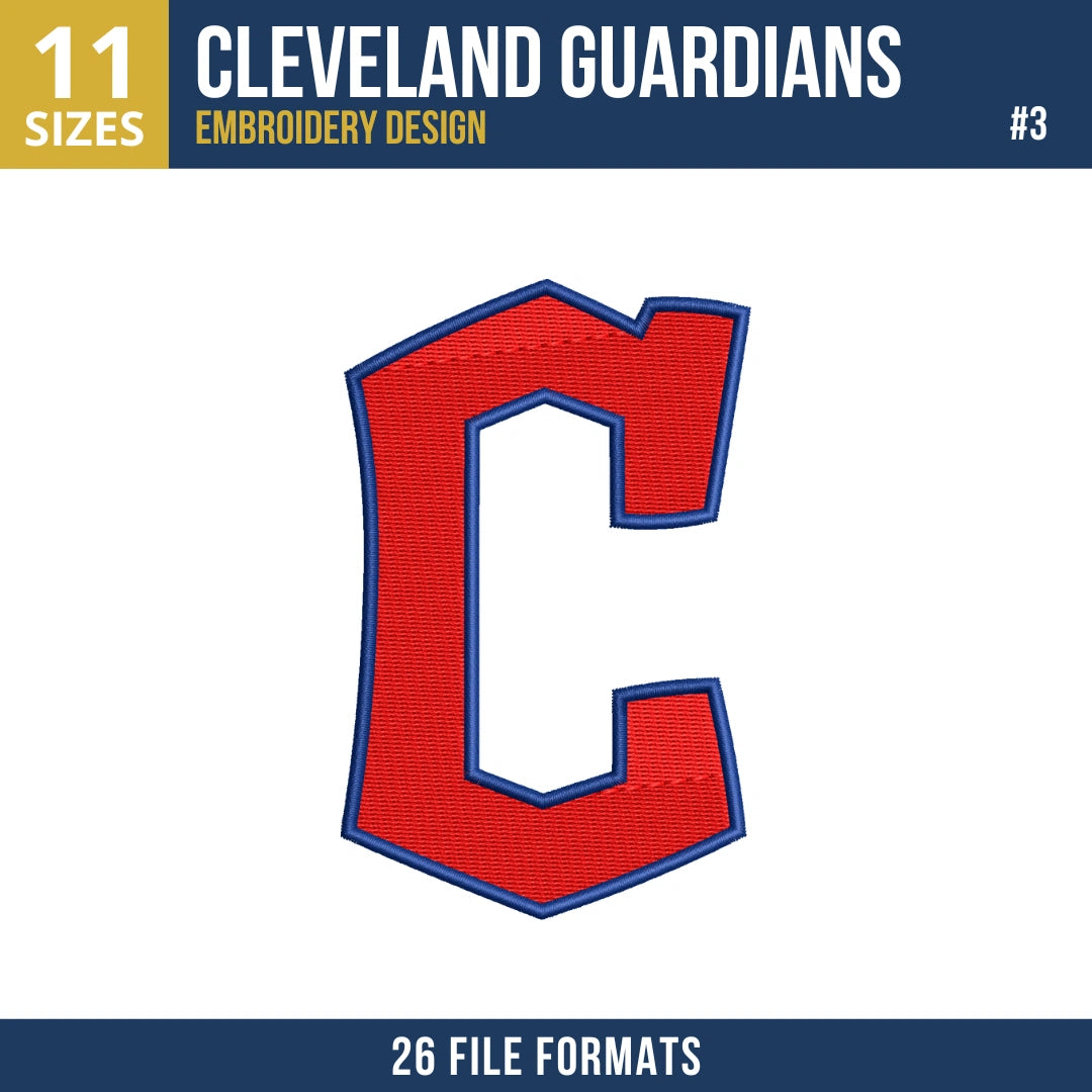 Cleveland Guardians Embroidery Design Bundle | 8 MLB Designs