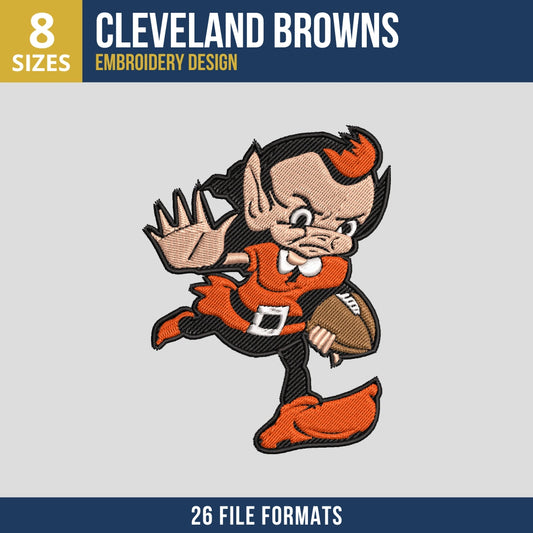 Cleveland Browns Brownie the Elf Mascot Embroidery Design