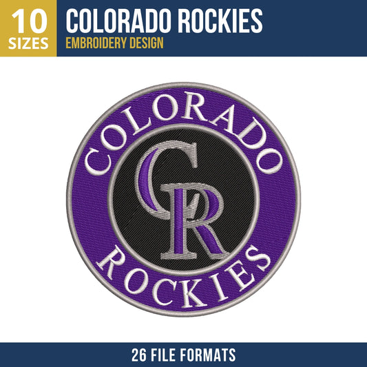 Colorado Rockies Circular Seal Embroidery Design