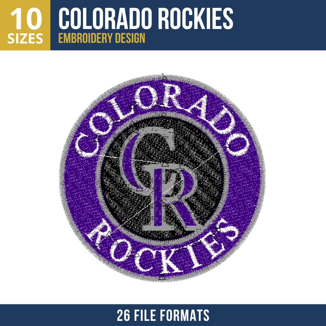Colorado Rockies Circular Seal Embroidery Design