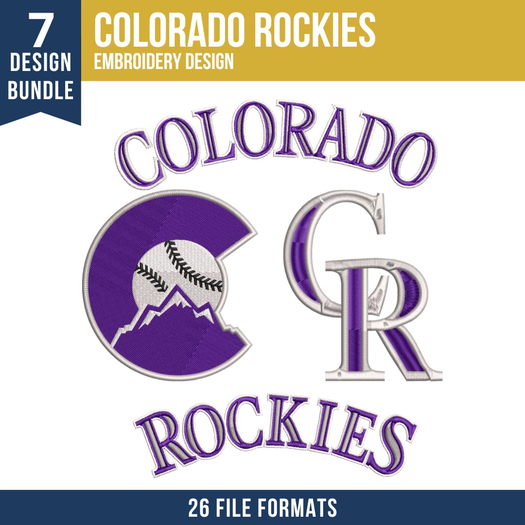 Colorado Rockies Embroidery Bundle | 7 MLB Designs