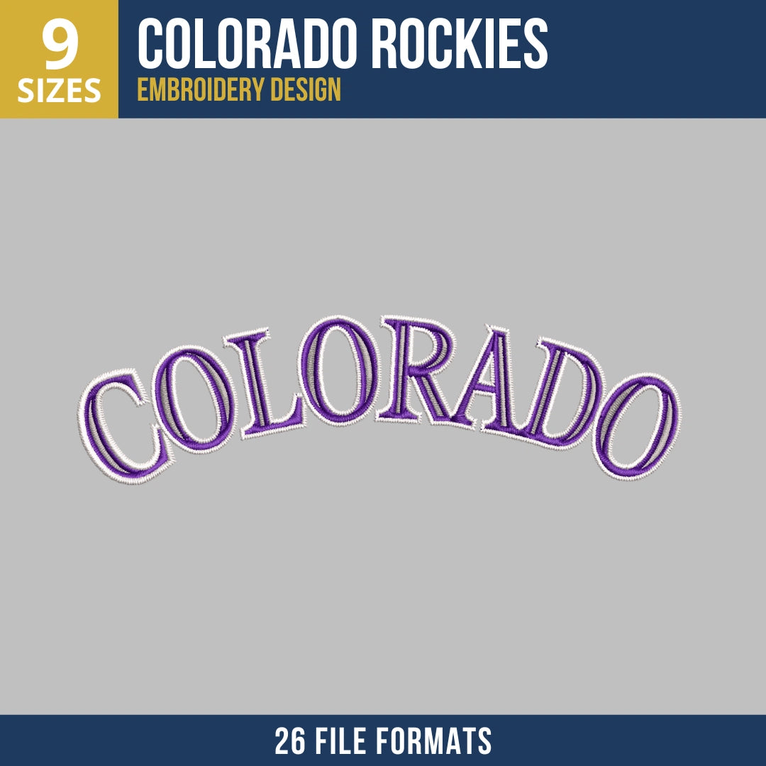 Colorado Rockies Arched Wordmark Embroidery Design 