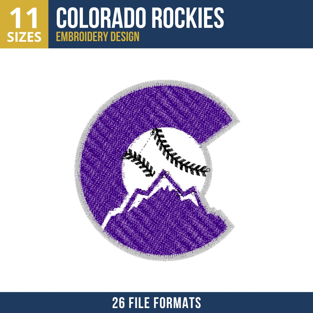 Colorado Rockies Mountain Logo Embroidery Design