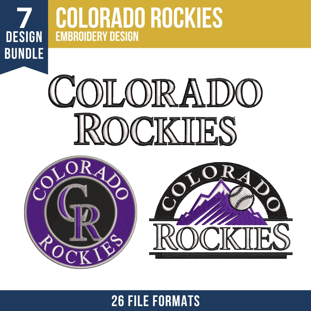 Colorado Rockies Embroidery Bundle | 7 MLB Designs
