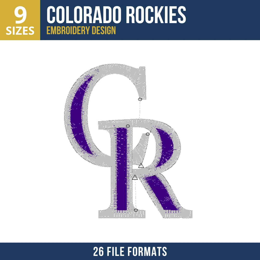 Colorado Rockies Interlocking CR Monogram Embroidery Design