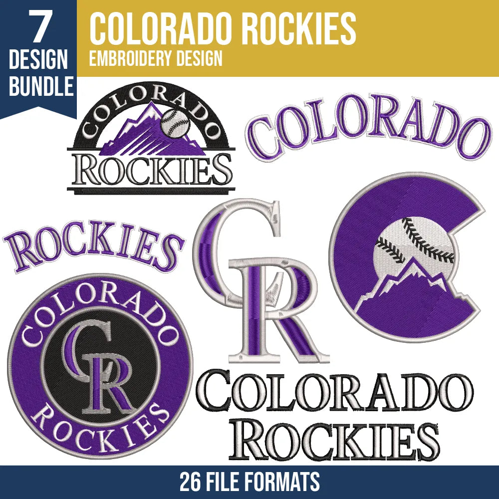 Colorado Rockies Embroidery Bundle | 7 MLB Designs