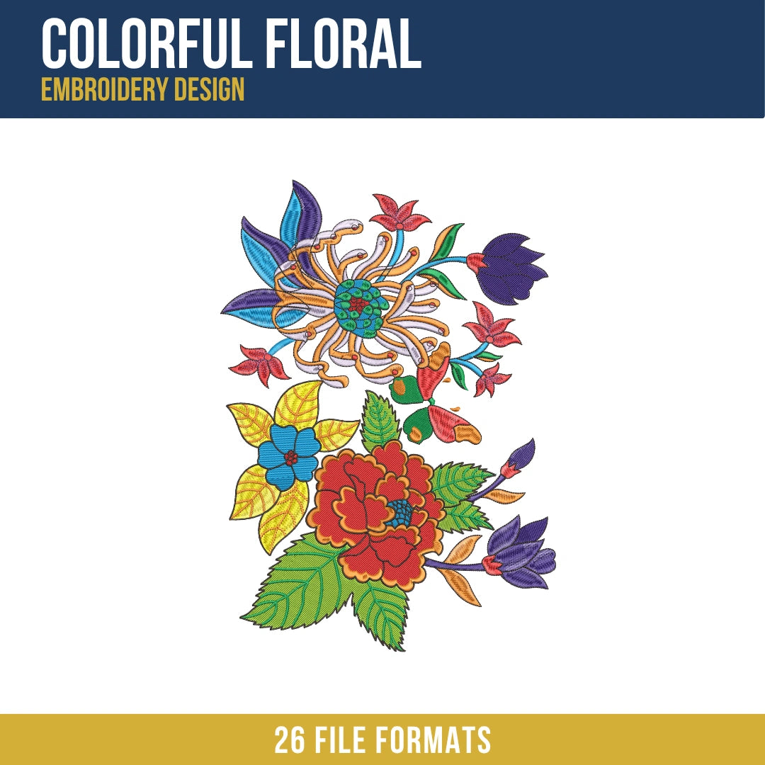 Colorful Floral Embroidery Design