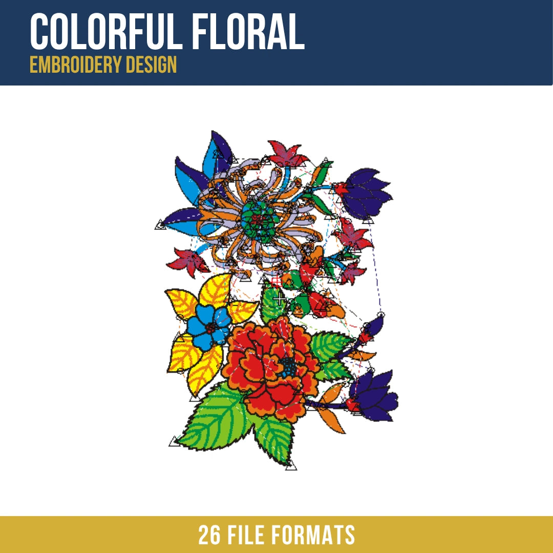 Colorful Floral Embroidery Design