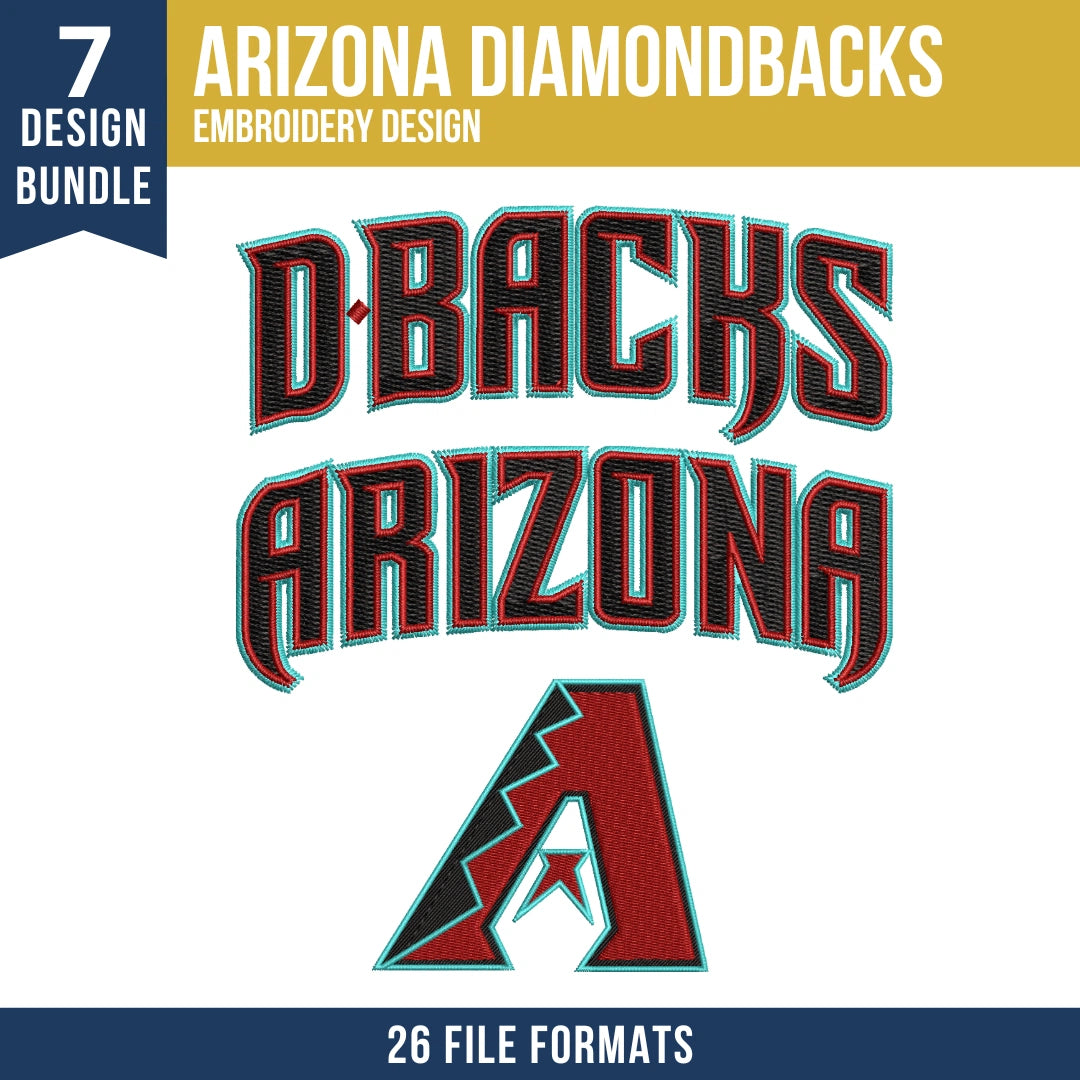Arizona Diamondbacks Embroidery Design Bundle 