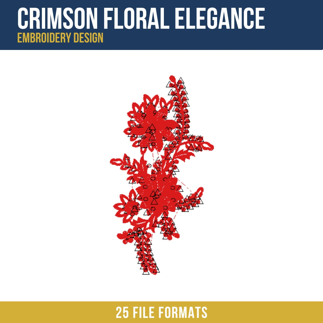 Crimson Floral Elegance Embroidery Design