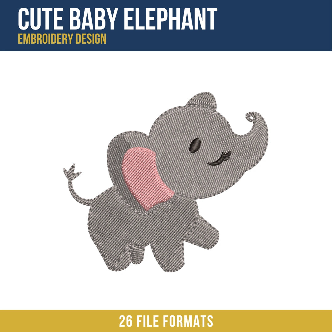 Cute Baby Elephant Embroidery Design