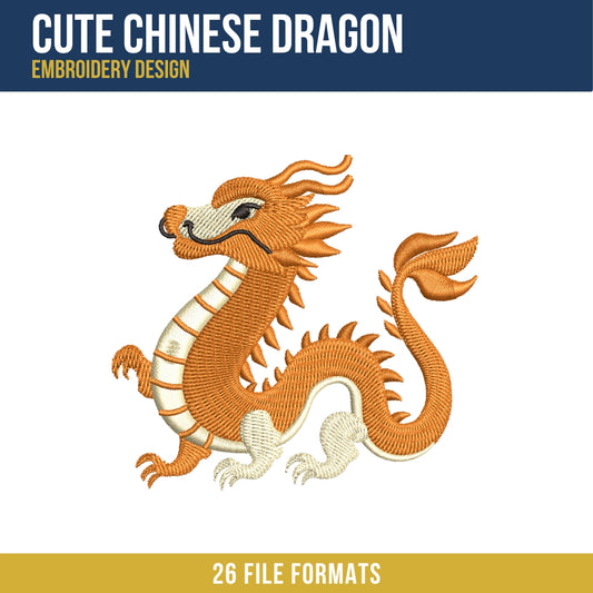 Cute Chinese Dragon Embroidery Design 