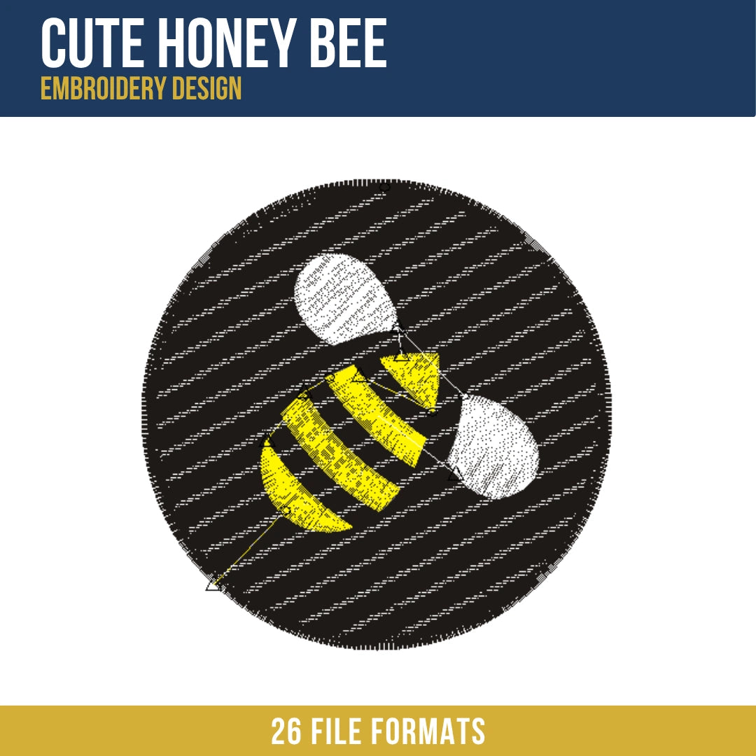 Cute Honey Bee Embroidery Design