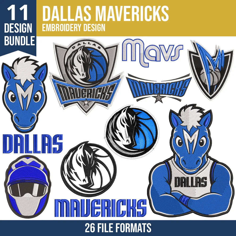 Dallas Mavericks Embroidery Design Bundle | 11 Designs