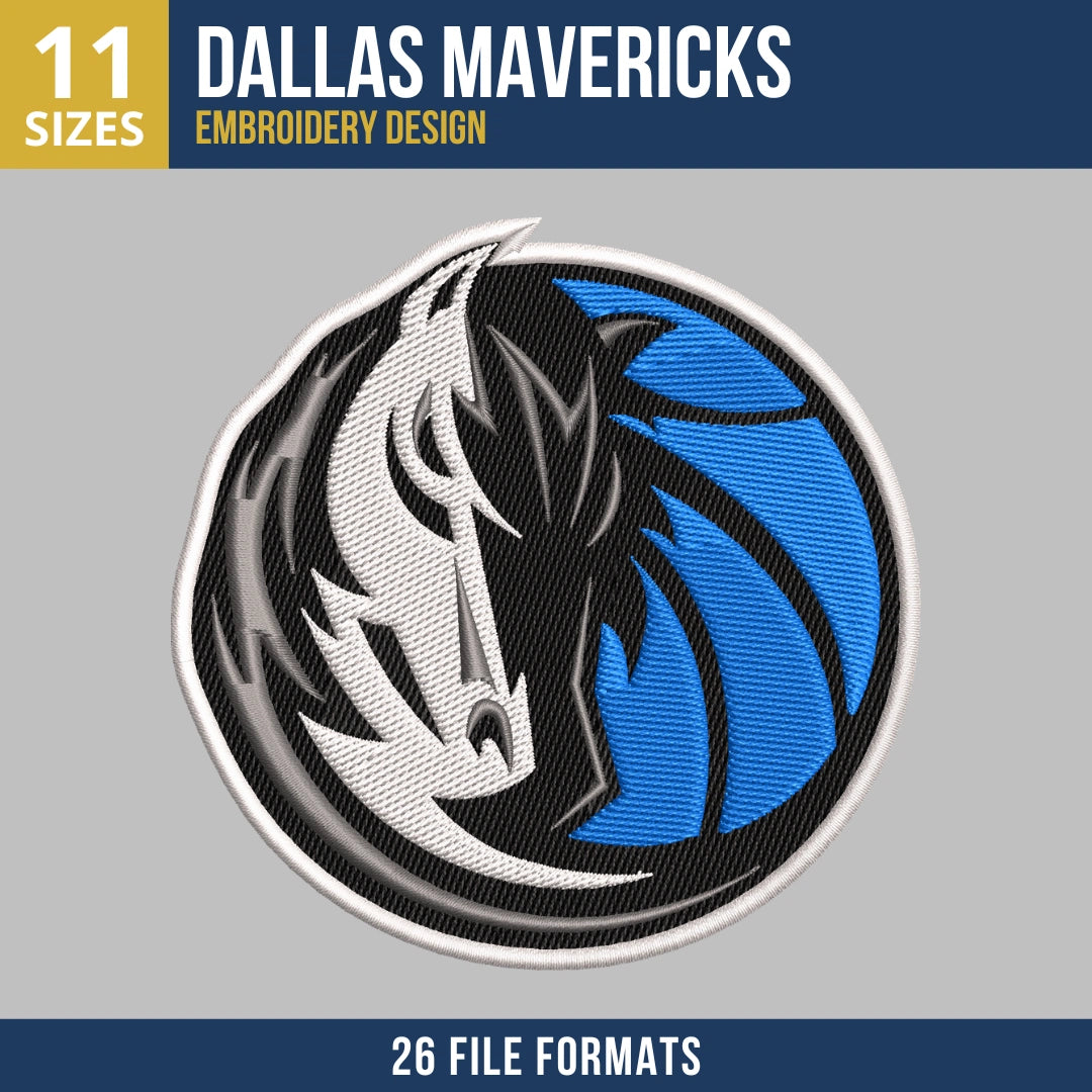 Dallas Mavericks Horse Head Circle Badge Basketball Embroidery Design