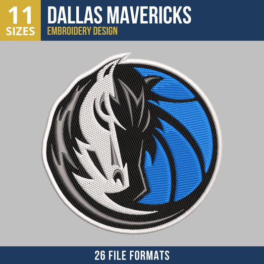 Dallas Mavericks Horse Head Circle Badge Basketball Embroidery Design