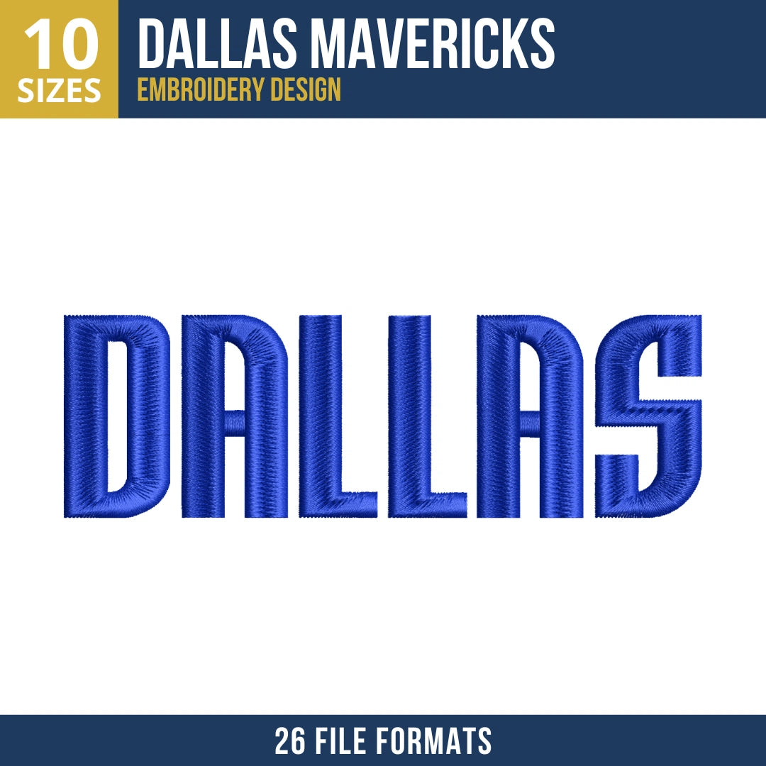 Dallas Mavericks Dallas Wordmark Embroidery Design
