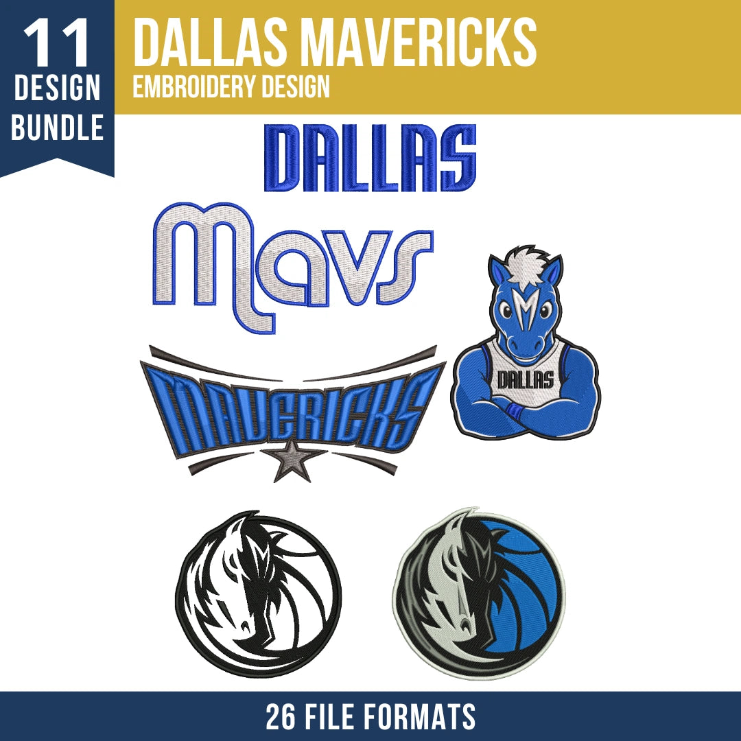 Dallas Mavericks Embroidery Design Bundle | 11 Designs