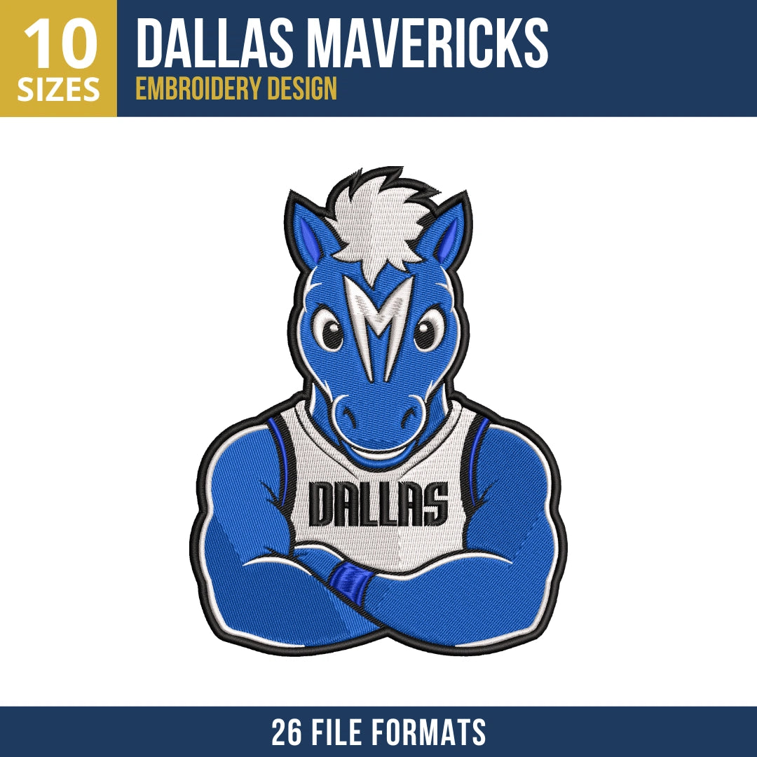 Dallas Mavericks Mascot Champ Embroidery Design