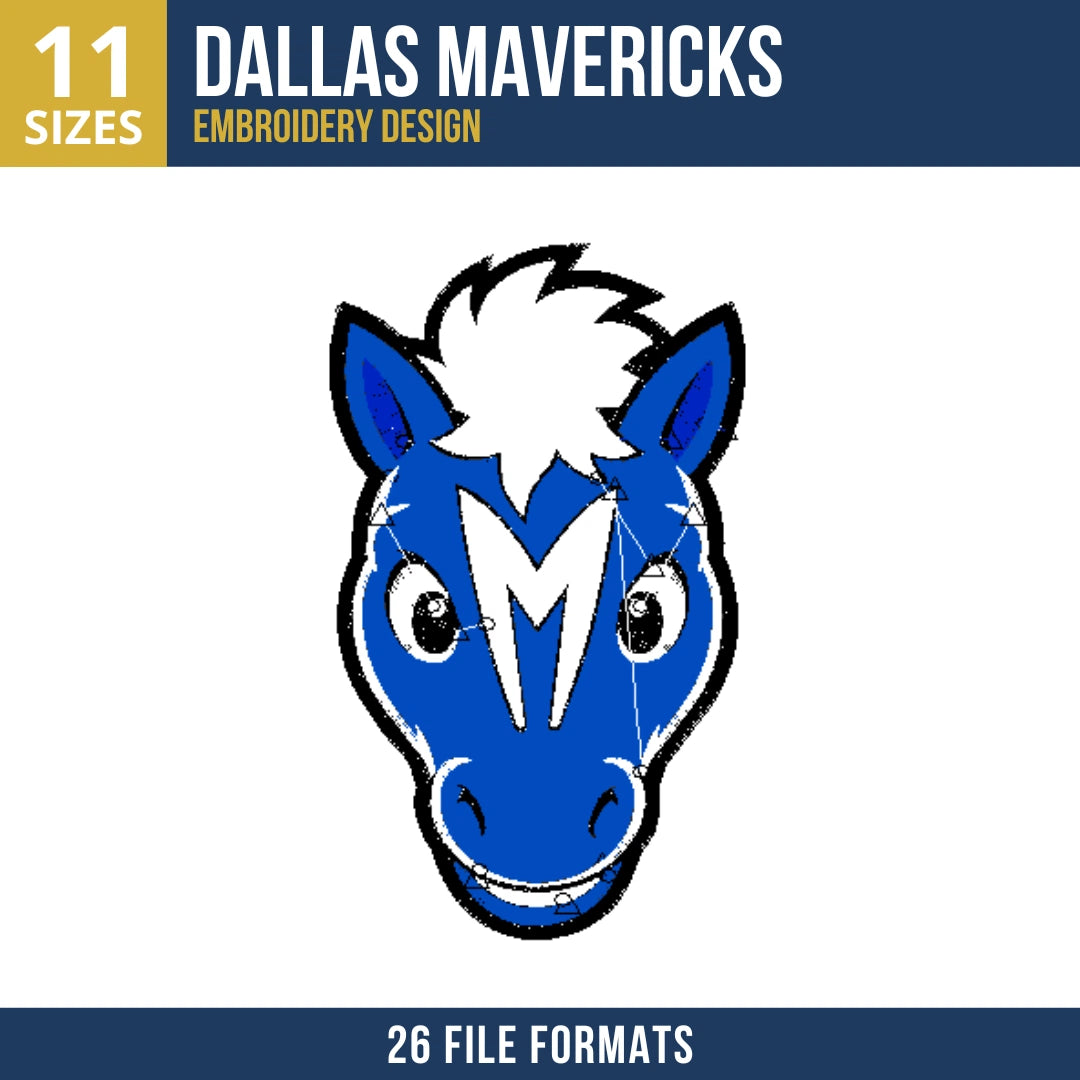 Dallas Mavericks Mascot Champ Head Embroidery Design