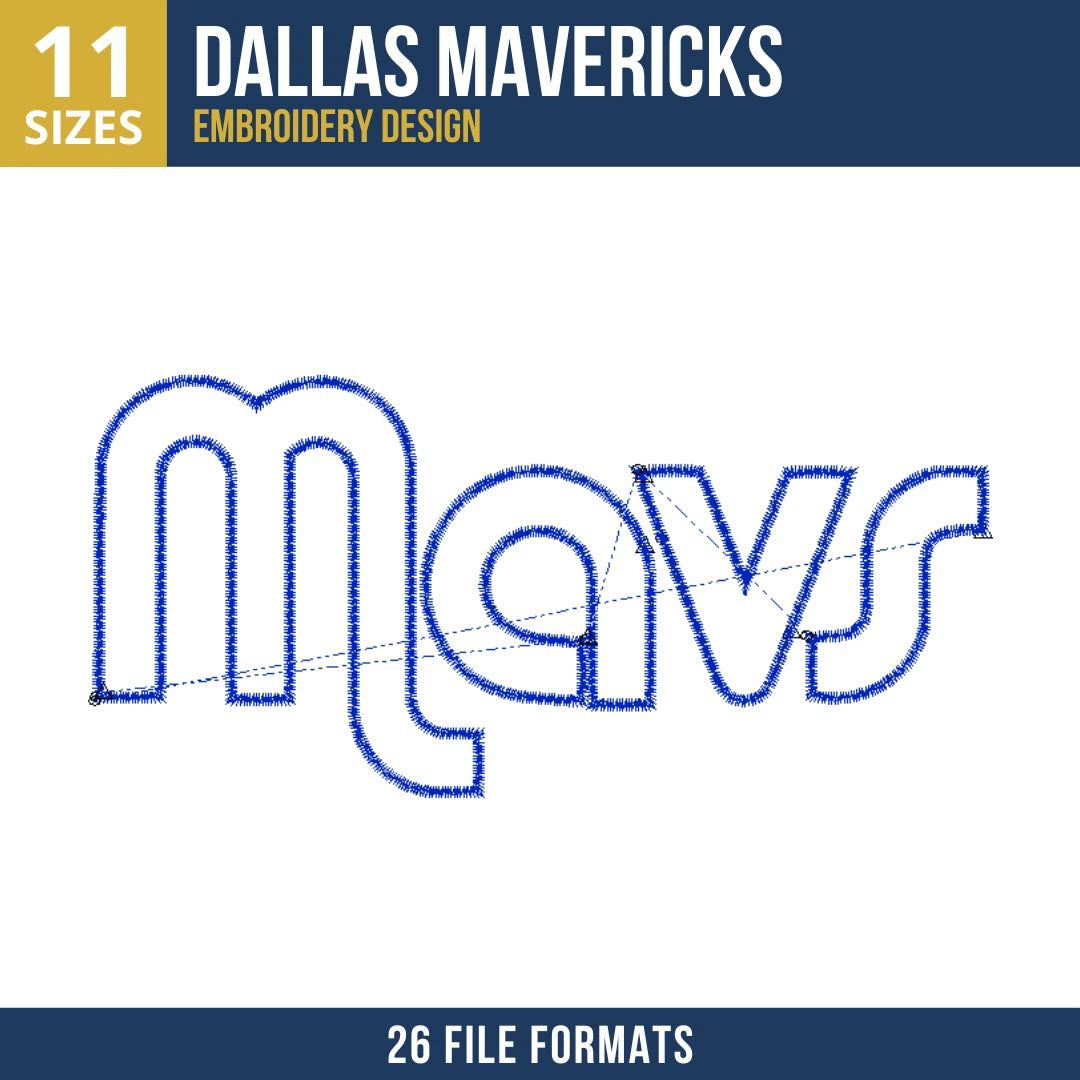 Dallas Mavericks Mavs Wordmark Embroidery Design
