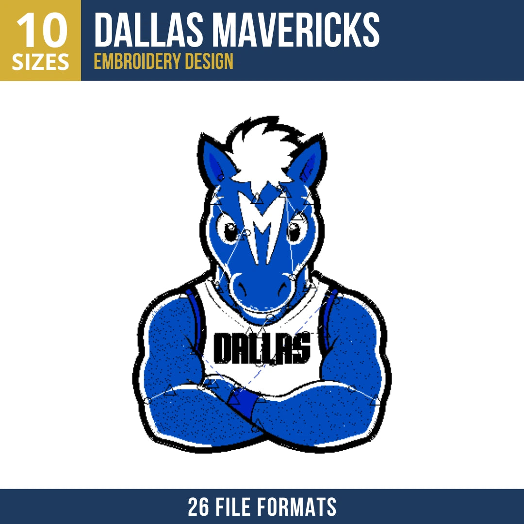 Dallas Mavericks Mascot Champ Embroidery Design