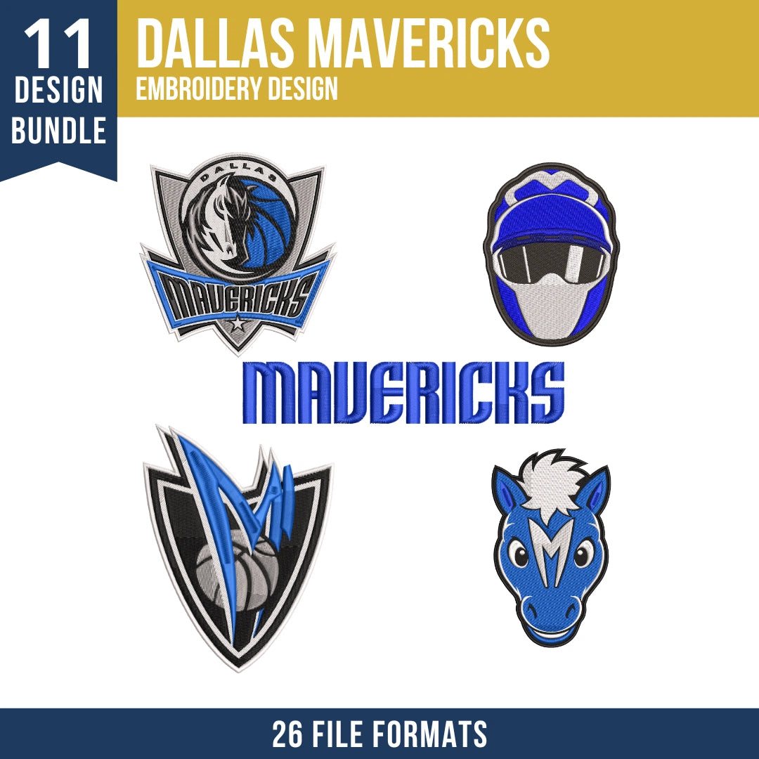Dallas Mavericks Embroidery Design Bundle | 11 Designs