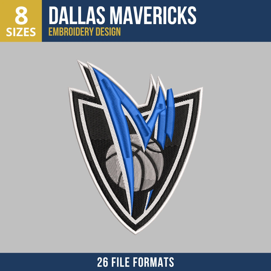 Dallas Mavericks Primary Shield Logo Embroidery Design