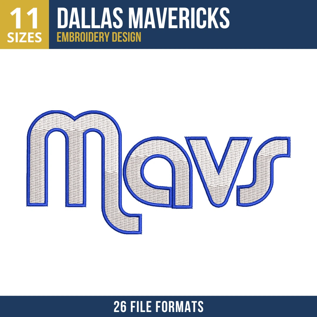 Dallas Mavericks Mavs Wordmark Embroidery Design