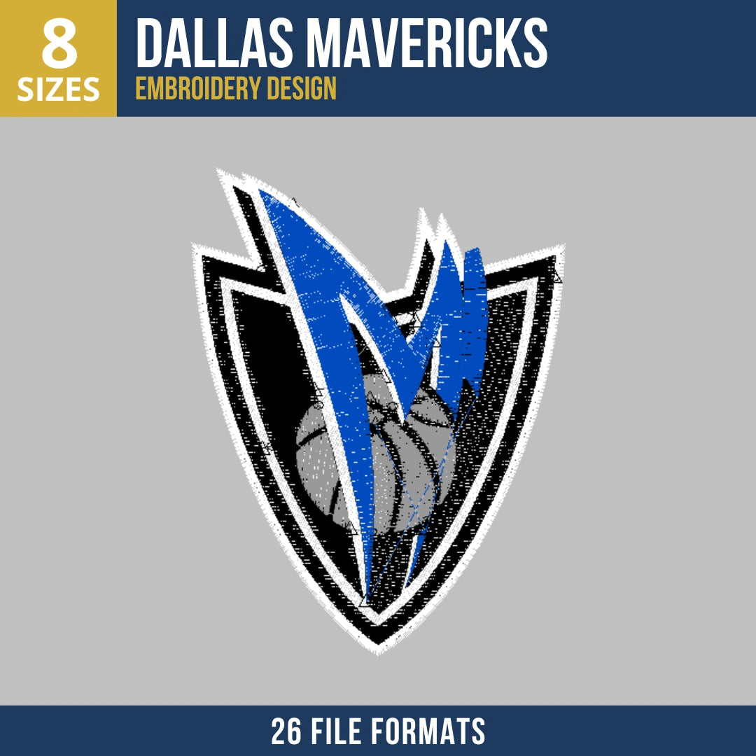 Dallas Mavericks Primary Shield Logo Embroidery Design