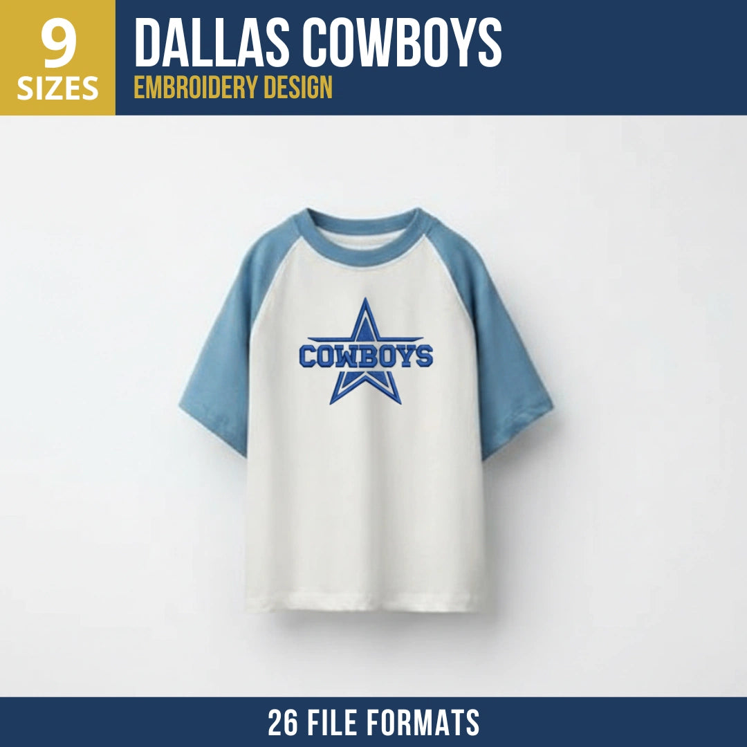 Dallas Cowboys Star COWBOYS Outline Embroidery Design