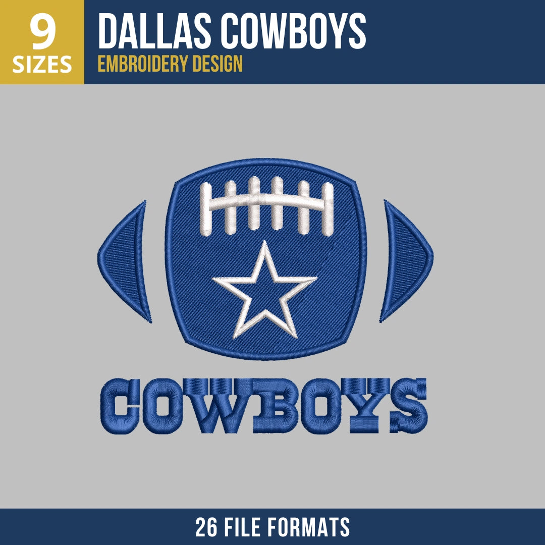 Dallas Cowboys Football Badge Wordmark Embroidery Design
